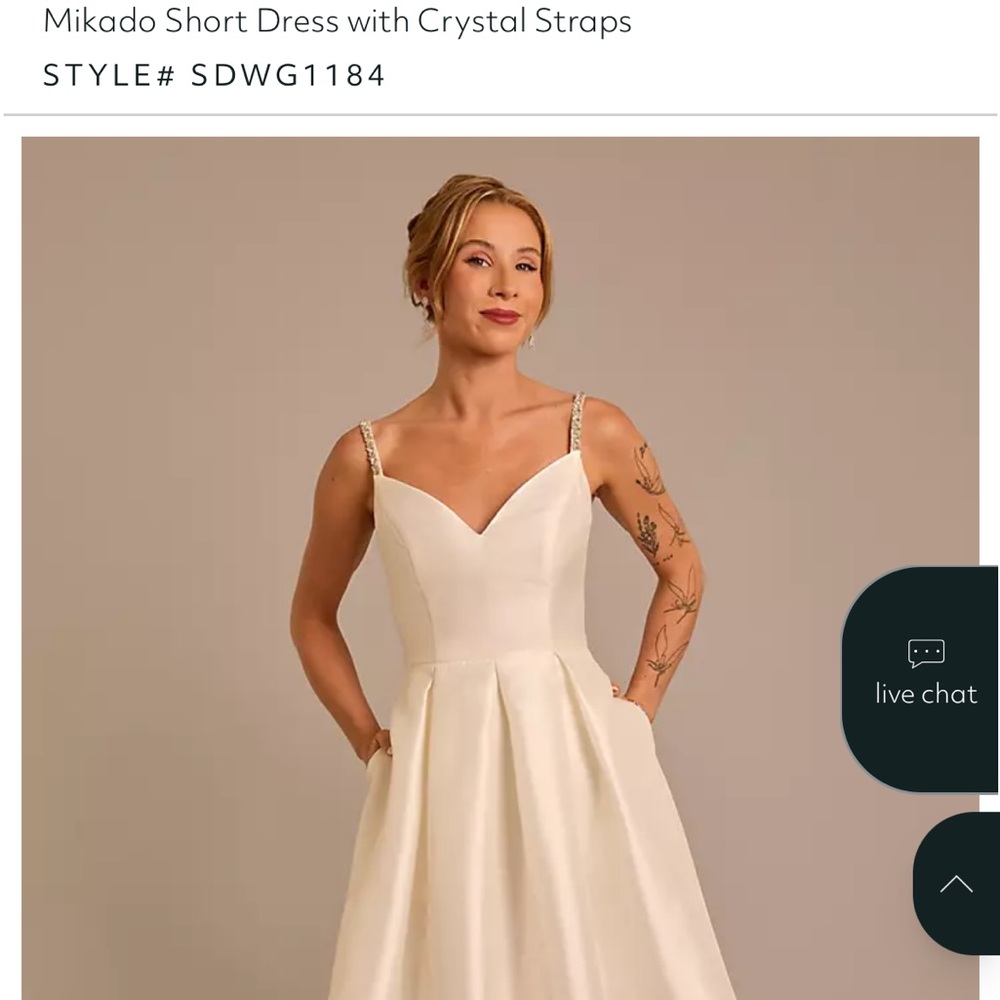 White Mikado Dress with Crystal Straps